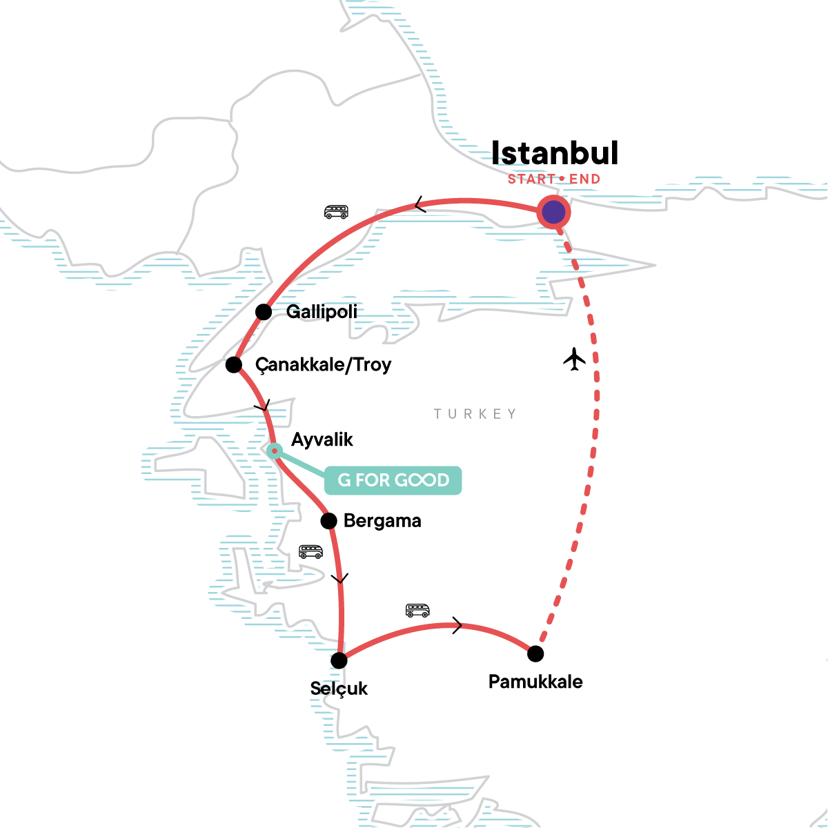 Karte zu 'Das Beste der Türkei' - Unvergessliche Türkei Reise - auch für Alleinreisende, Singles & Freund/-innen (Bild: G Adventures)