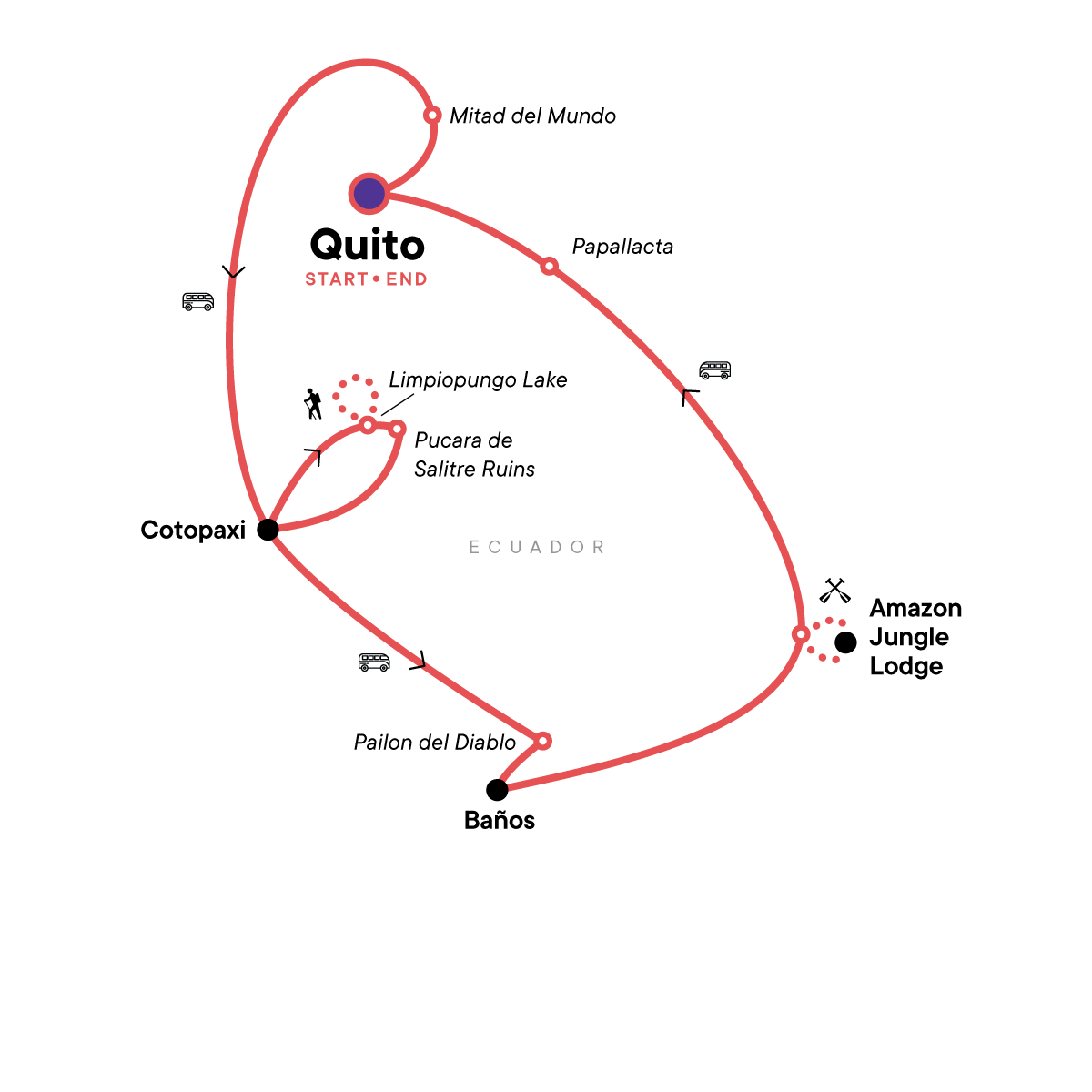 Karte zu 'Ecuador: Cotopaxi & Amazonas-Dschungel' - Unvergessliche Ecuador Reise - auch für Alleinreisende, Singles & Freund/-innen (Bild: G Adventures)